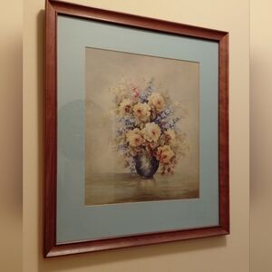 Antique Art Print in Wooden Frame Vintage